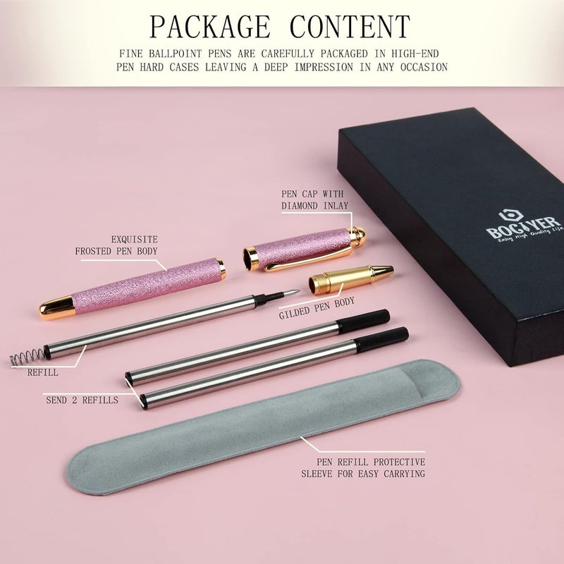 BOCIYER Rollerball Liquid Ink Pens,Best Luxury Ball Pen Gift Set for Women,Black Ink Fancy Pen Refillable for Executive Office,Professional,pretty pens,cool pens,Nice cute Designer Pens(Pink) - Image 2
